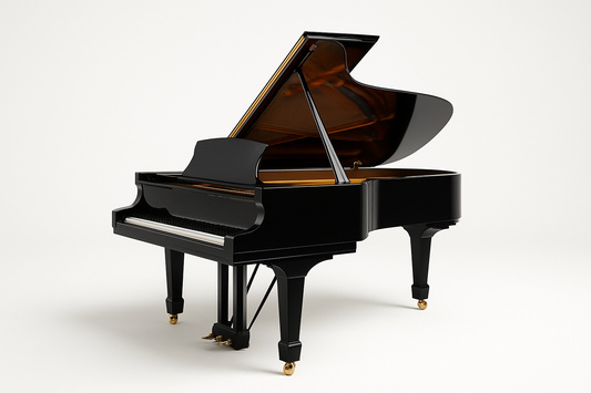 Grand piano with white background