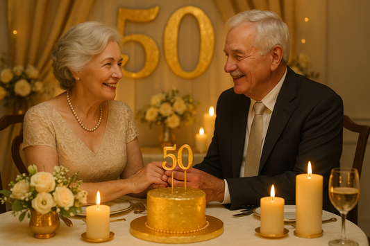 old couple celebrating 50 aniversary