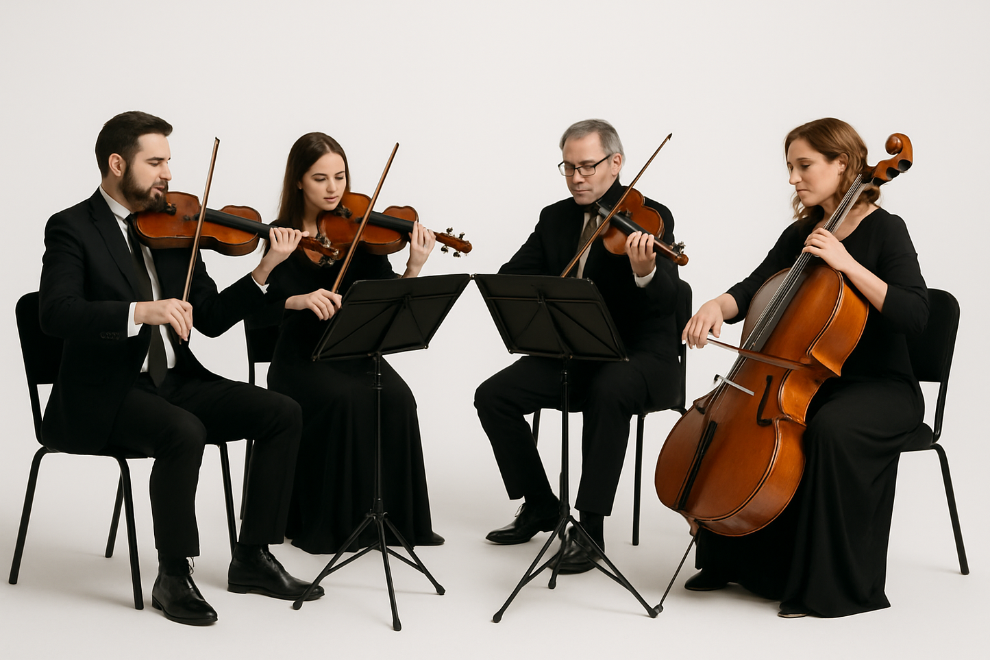 Strings quartet on a white background
