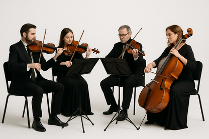 Strings quartet on a white background